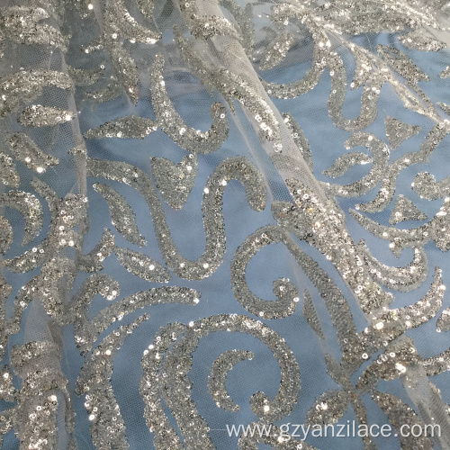 Vantage Gray Sequin Embroidery Tulle Lace